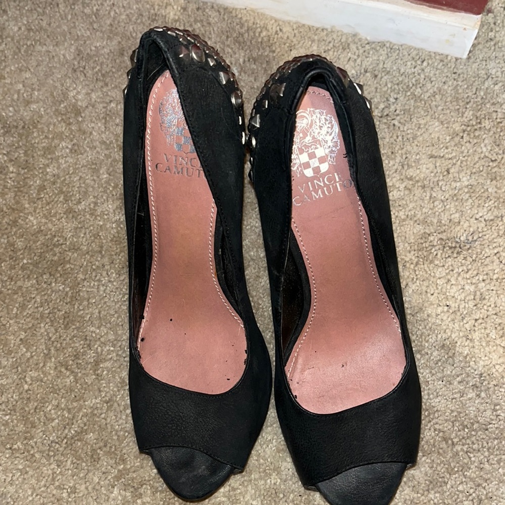 Black heels with spike detailing